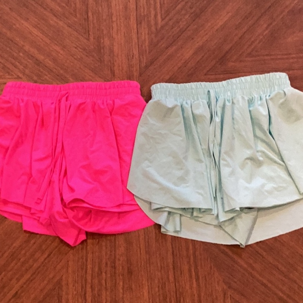 Pink and Green Casual Shorts with Elastic Waist Set